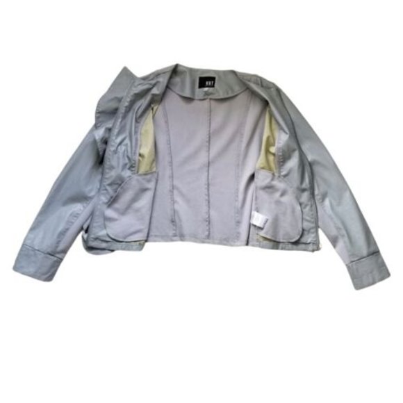 Kut From The Kloth Dahliana Gray Vegan Leather Ruffle Moto Jacket Medium - Picture 9 of 12